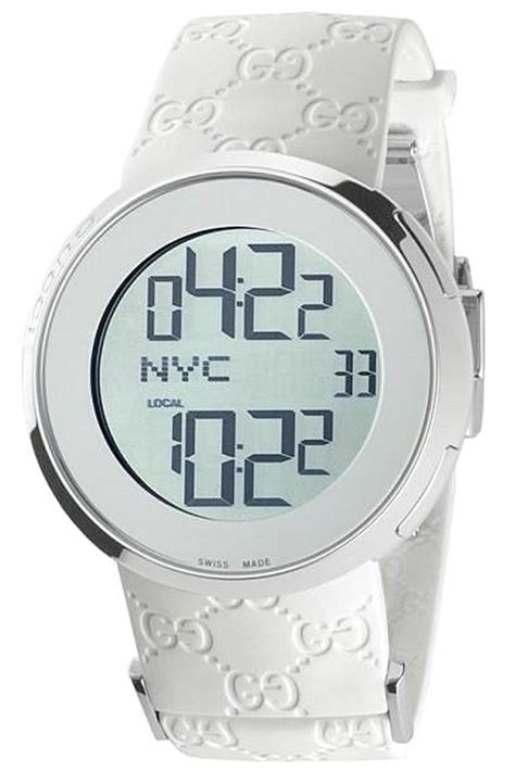 gucci white digital watch|Gucci watch white band.